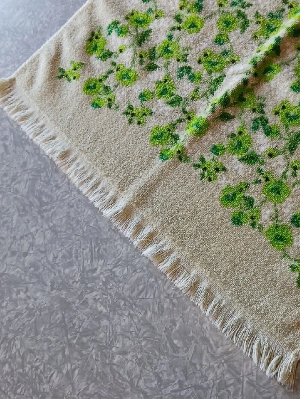 Cannon~ Vintage Floral Green & Cream Cotton Towel Set